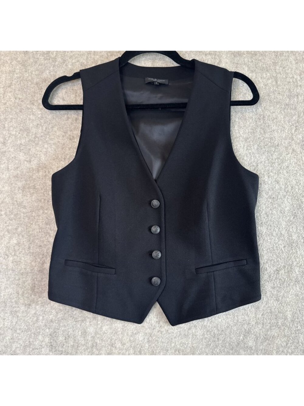 rag & bone Black Suiting Vest Womens 6 Waistcoat Core Layering Back Buckle